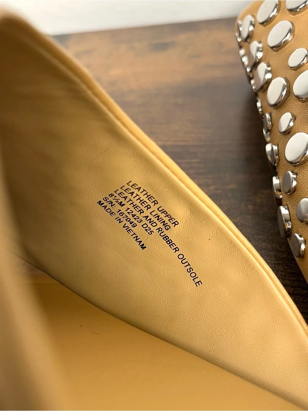 Tory Burch 8.5 Studded Embellished Beige Leather Slip-On Flat Mules